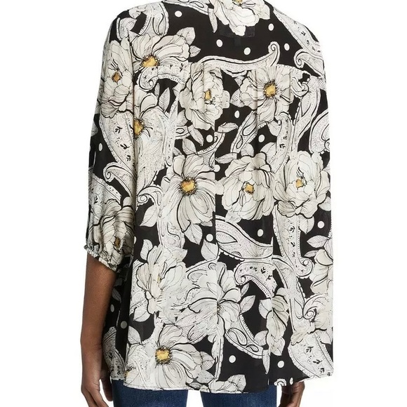 Biya by Johnny Was Giva Floral Blouse 100% Silk Size XS NWT - Picture 4 of 12
